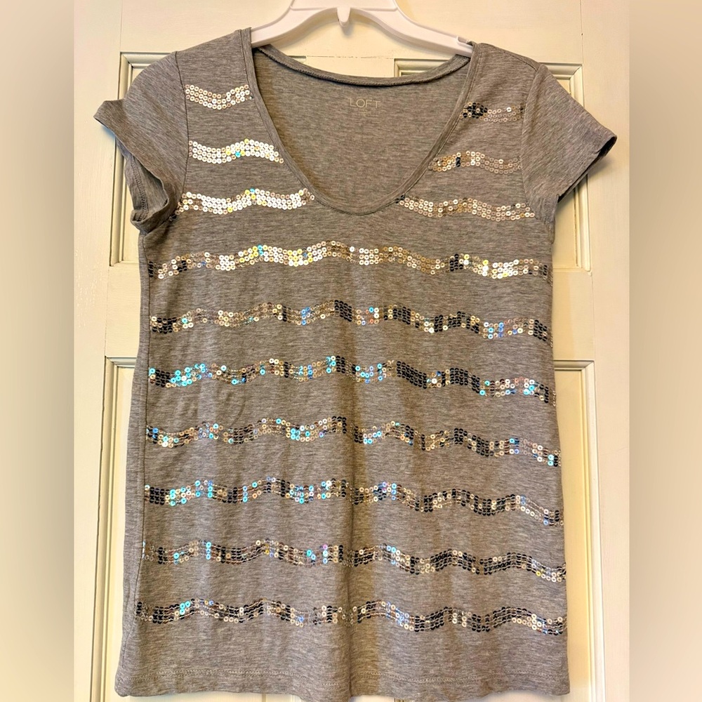 LOFT Gray Textured Top